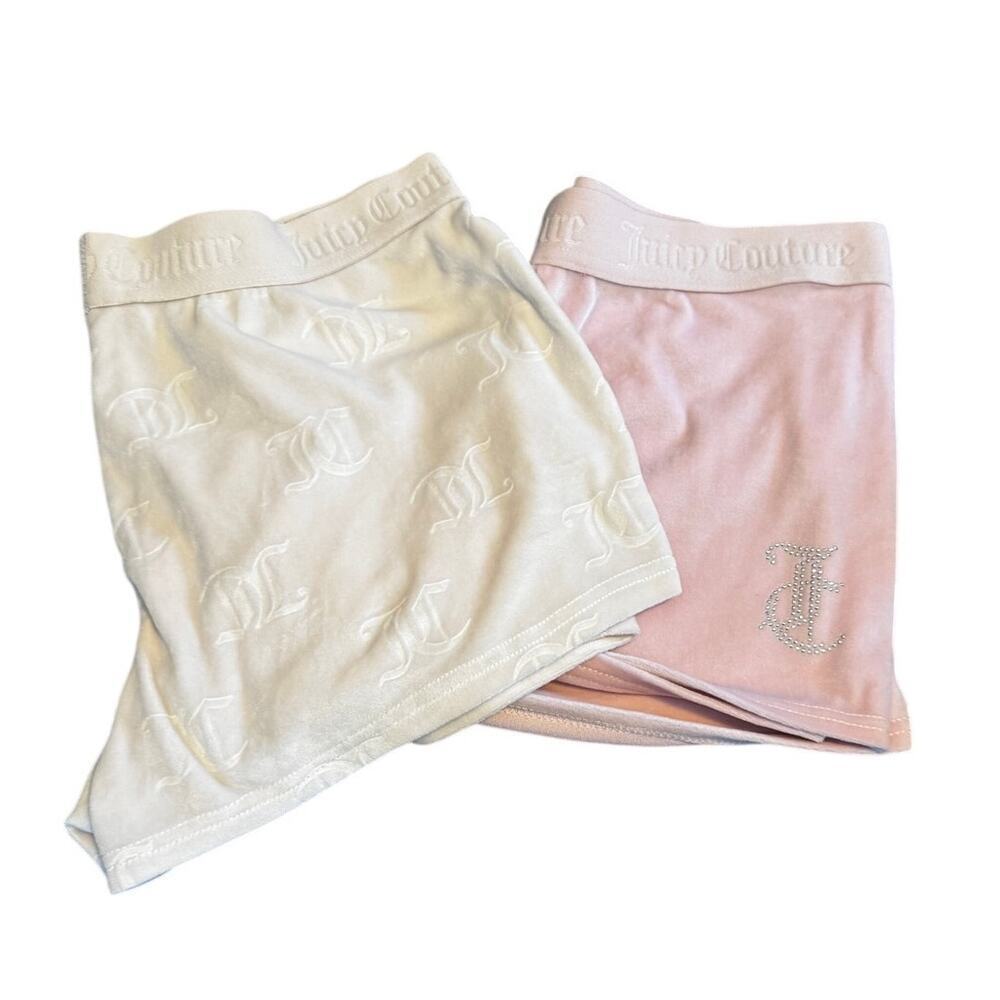 Juicy Couture Velour Lounge Shorts Bundle Pink White Y2K Logo Size Medium
